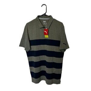 Puma Polo Shirt Mens Medium Green Black Golf Performance Stretch SAMPLE NEW